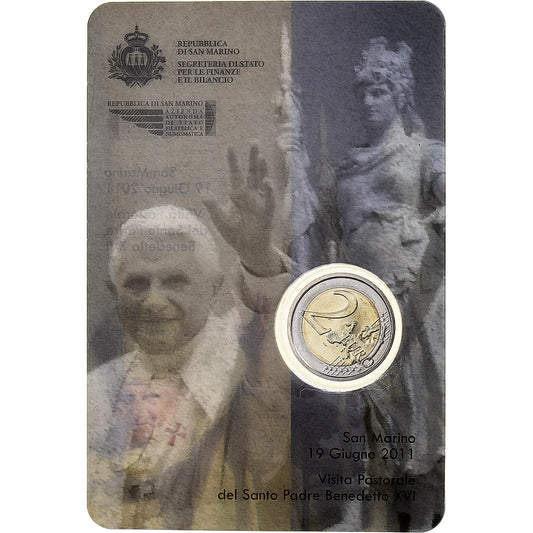 San Marino,

2 euros,

Visita pastoral del Papa Benedicto XVI