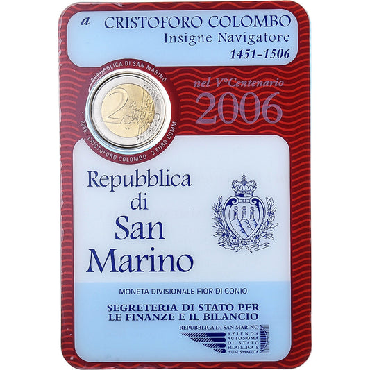 San Marino, 
  
  2 euros, 
  
  Cristoforo Colombo