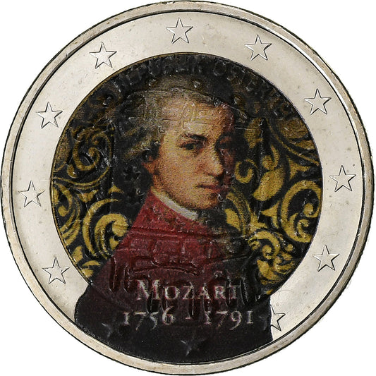 Austria, 
  
  2 euros, 
  
  mozart