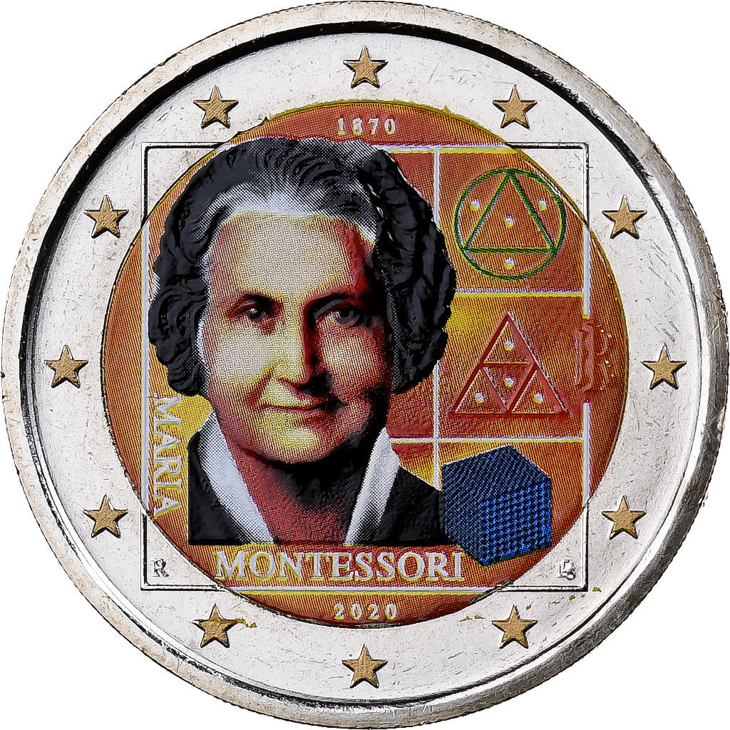 Italia, 

2 euros, 

Montessori