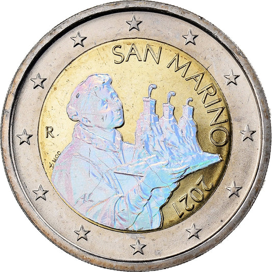 San Marino, 

2 euros, 

Coloreado