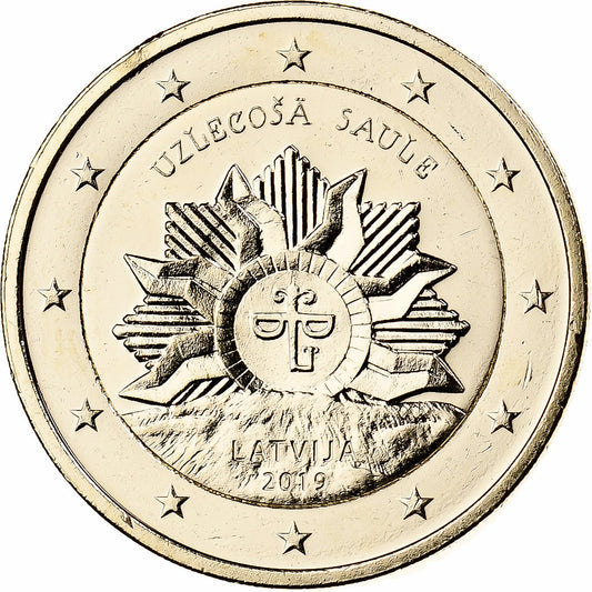 Letonia, 
  
  2 euros, 
  
  Moneda de fantasía .Dorée