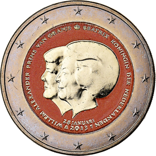 Países Bajos, 

2 euros, 

Coloreado