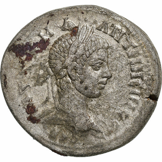 Seleucis y Pieria, 
  
  Heliogábalo, 
  
  tetradracma