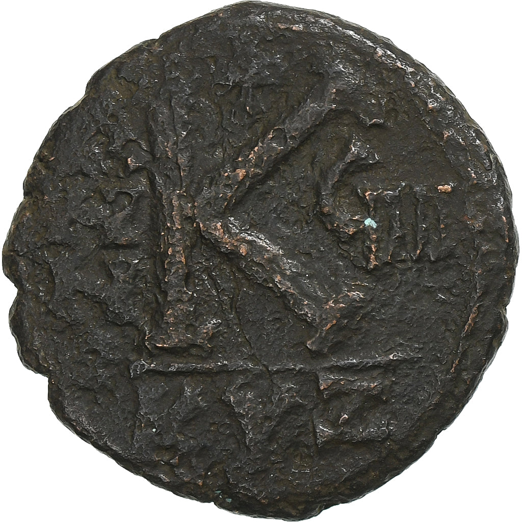 Justino II y Sofía, 
  
  media follis, 
  
  573-574