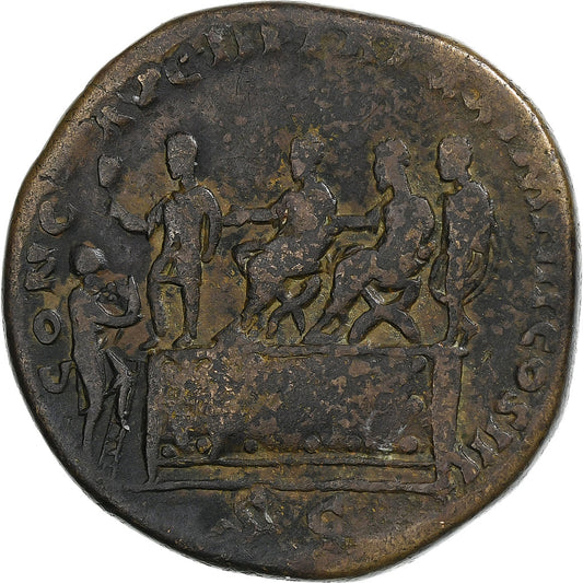 Marco Aurelio, 
  
  Sestercio, 
  
  165-166