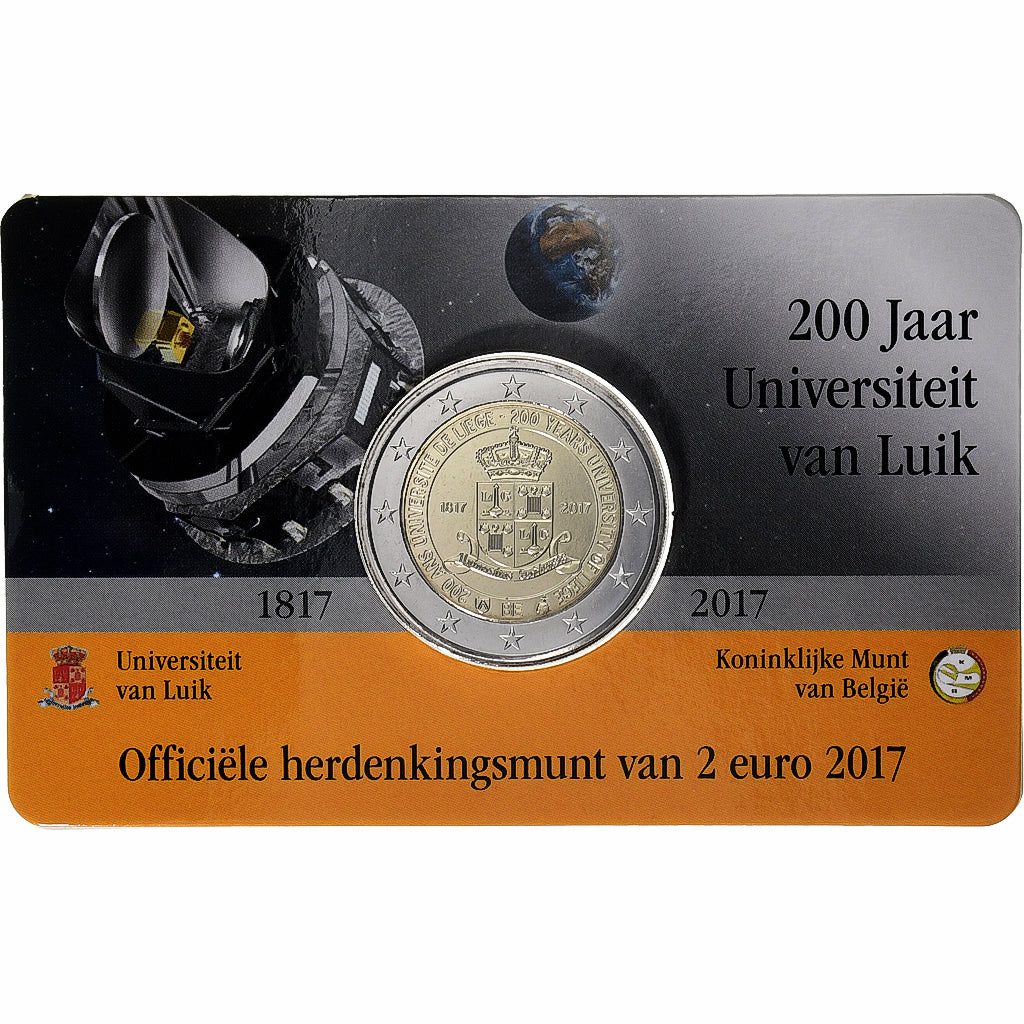 Bélgica, 
  
  2 euros, 
  
  200 años - Universidad de Lieja