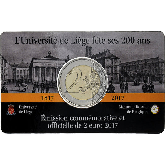Bélgica, 
  
  2 euros, 
  
  200 años - Universidad de Lieja