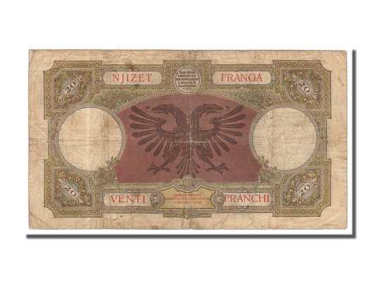 billete de banco, 
  
  albania, 
  
  20 Frangas