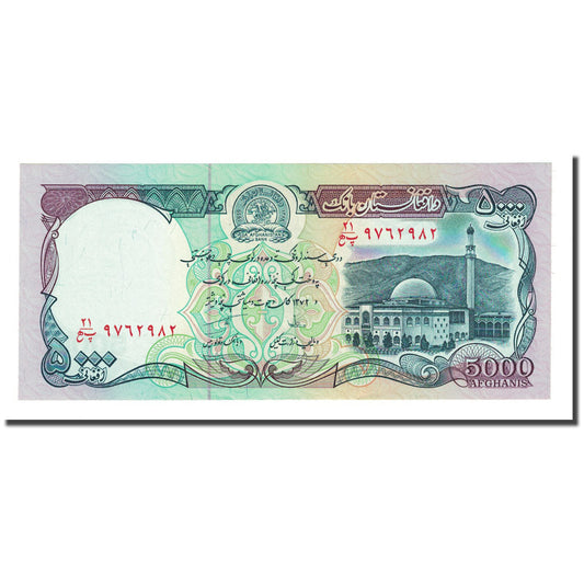 billete de banco, 
  
  Afganistán, 
  
  5000 afganos