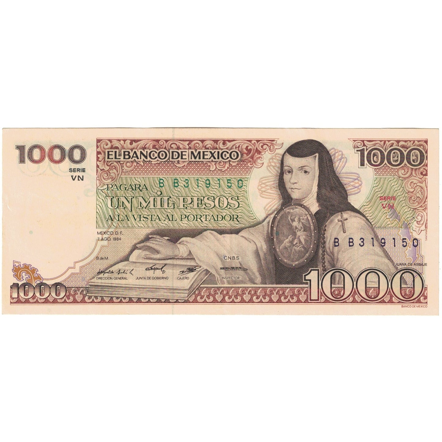 billete de banco, 
  
  México, 
  
  1000pesos