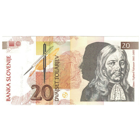 billete de banco, 
  
  Eslovenia, 
  
  20 Tolarjev