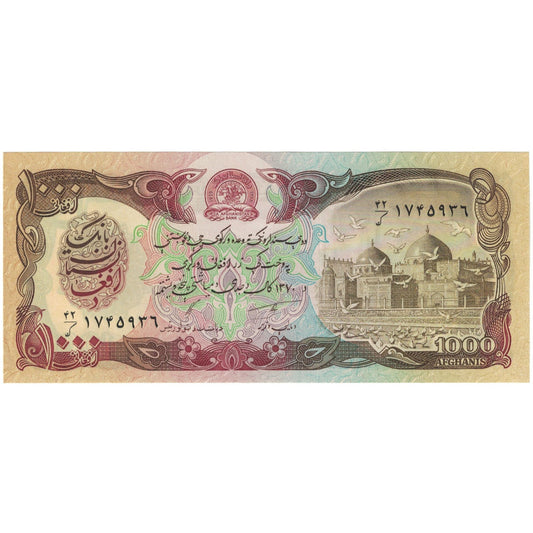 billete de banco, 
  
  Afganistán, 
  
  1000 afganos