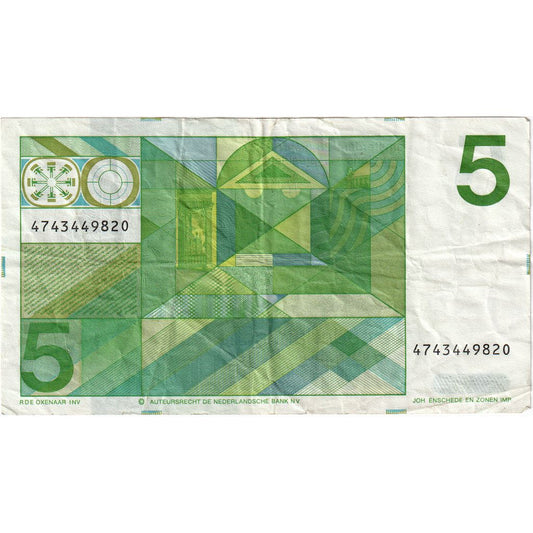 billete de banco, 
  
  Países Bajos, 
  
  5 florines