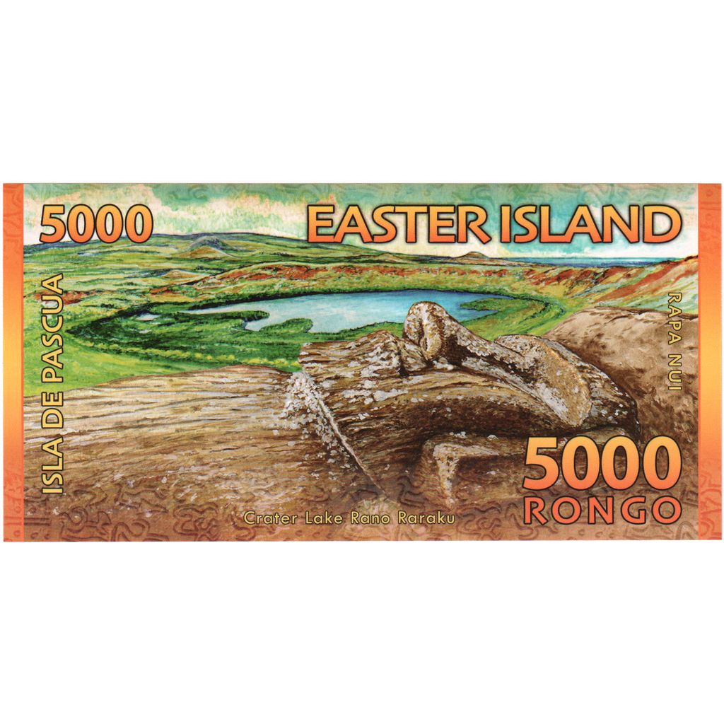 Chile, 
  
  billete turístico, 
  
  5000 RONGO ISLA DE PASCUA