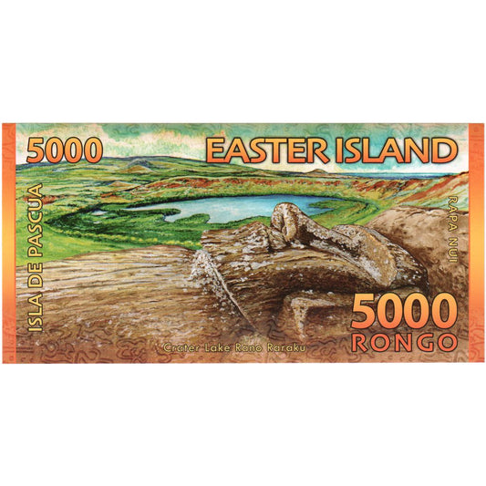 Chile, 
  
  billete turístico, 
  
  5000 RONGO ISLA DE PASCUA