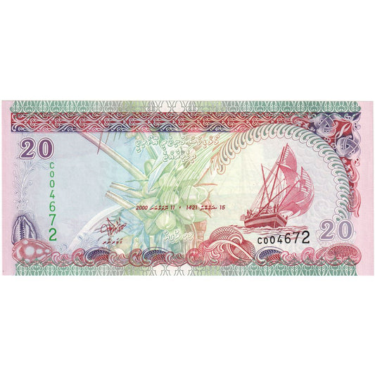 Maldivas, 
  
  20 Rufiyaa, 
  
  2000