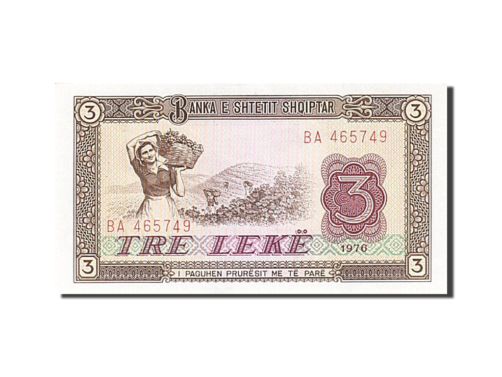 billete de banco, 
  
  albania, 
  
  3 Leke