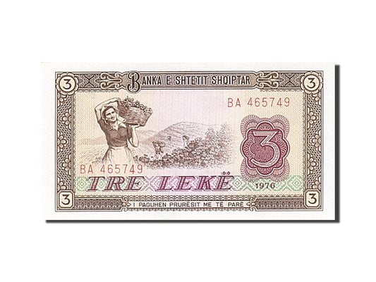 billete de banco, 
  
  albania, 
  
  3 Leke