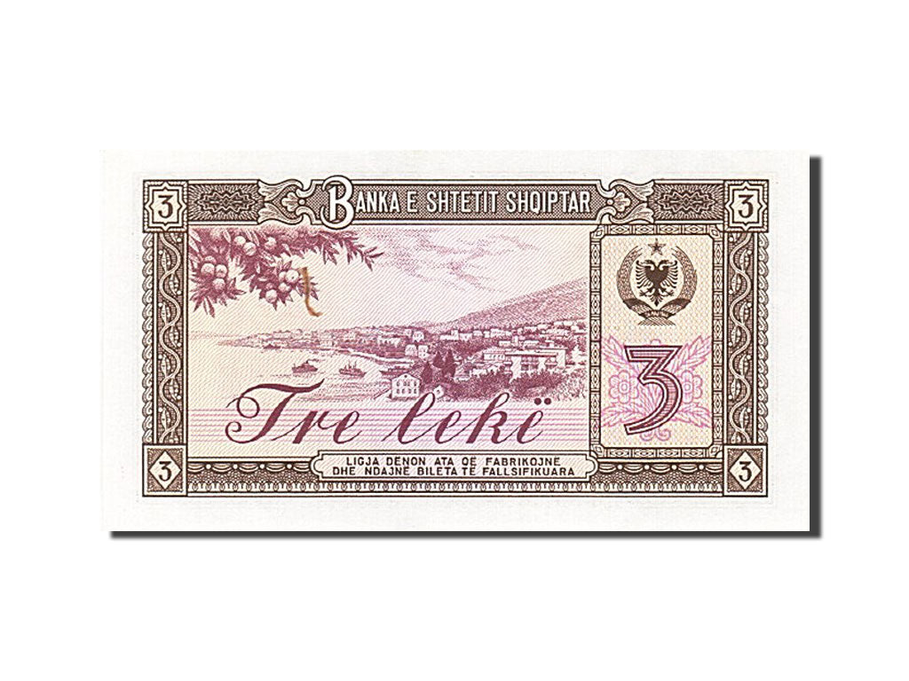 billete de banco, 
  
  albania, 
  
  3 Leke
