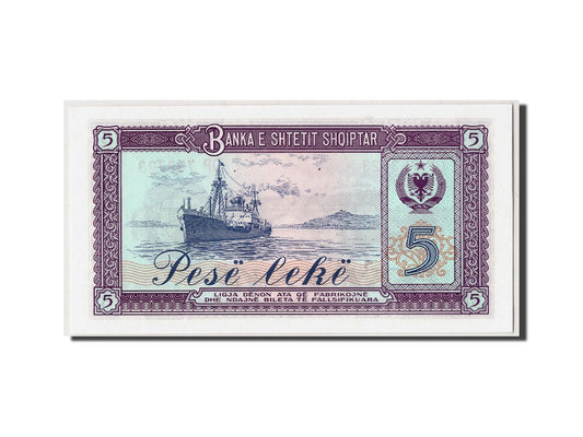 billete de banco, 
  
  albania, 
  
  5 Leke