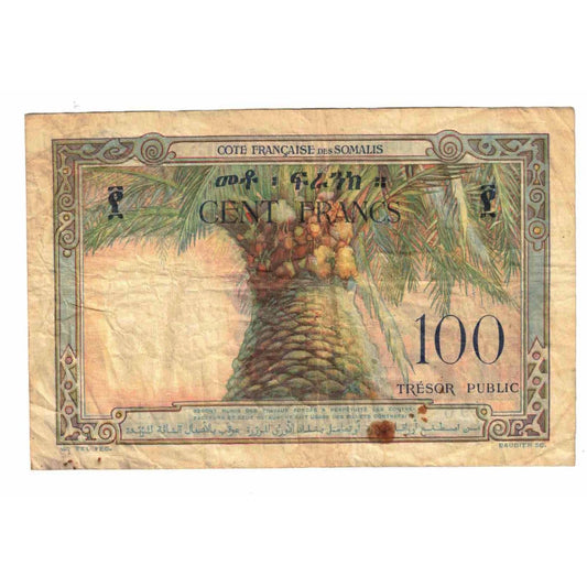 Billete de banco, 

Somalilandia Francesa, 

100 francos