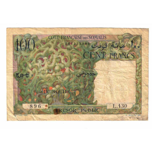 Billete de banco, 

Somalilandia Francesa, 

100 francos