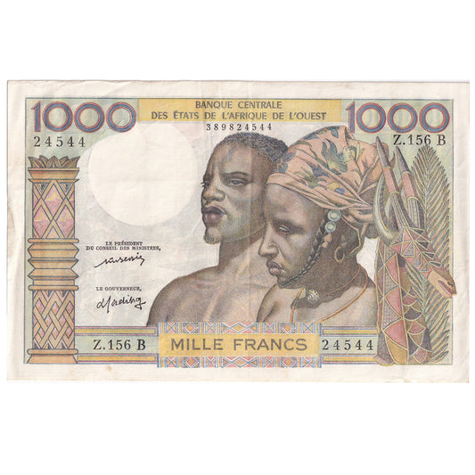 Billete de 1000 francos de África Occidental