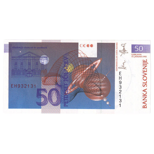 billete de banco, 
  
  Eslovenia, 
  
  50 Tolarjev