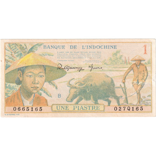 INDOCHINA FRANCESA, 
  
  1 piastra, 
  
  1949