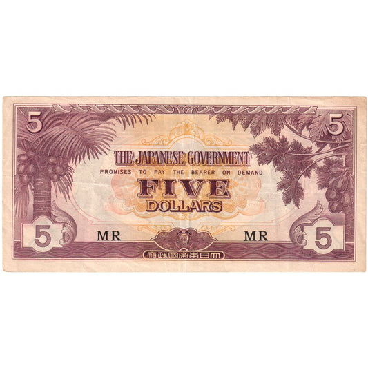 Malaya, 

5 dólares, 

1942