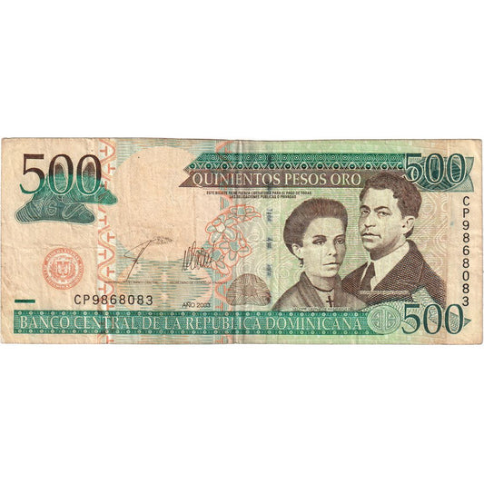 República Dominicana, 

500 Pesos Oro, 

VF(20-25)