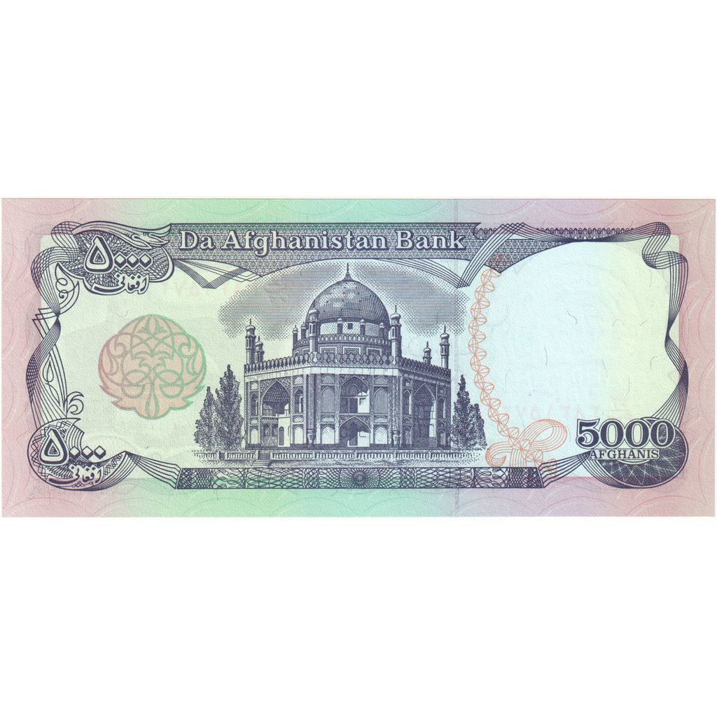 Afganistán, 
  
  5000 afganos, 
  
  UNC(65-70)