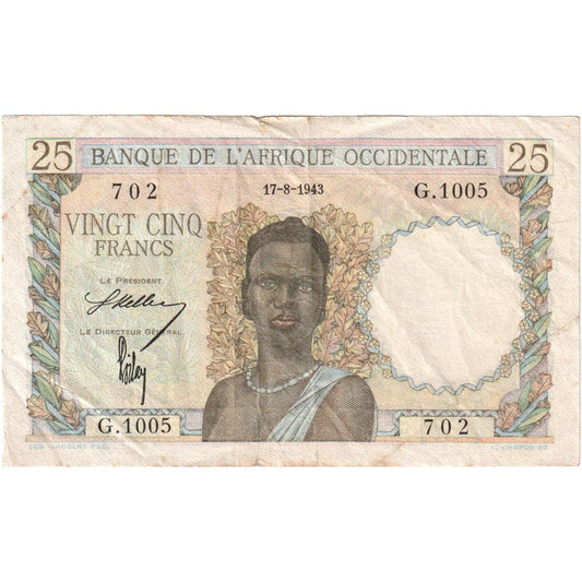 África Occidental Francesa, 

25 francos, 

17 de agosto de 1943