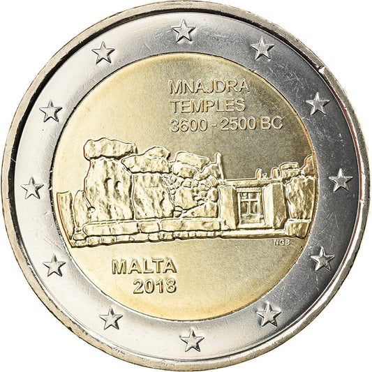 Malta, 
  
  2 euros, 
  
  Templos de Mnajdra