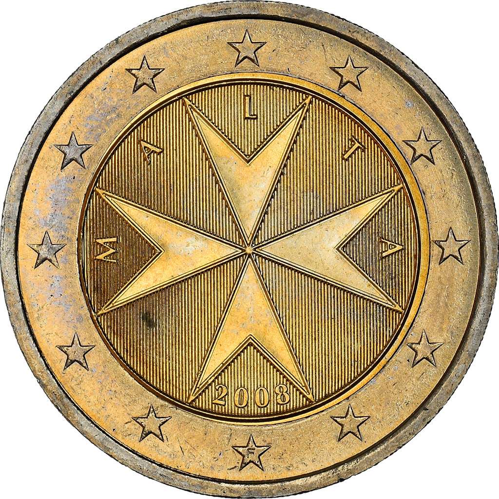 Malta, 
  
  2 euros, 
  
  cruz de Malta