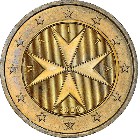 Malta, 
  
  2 euros, 
  
  cruz de Malta