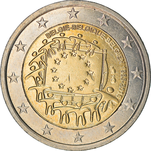 Bélgica, 
  
  2 euros, 
  
  Drapeau europeo