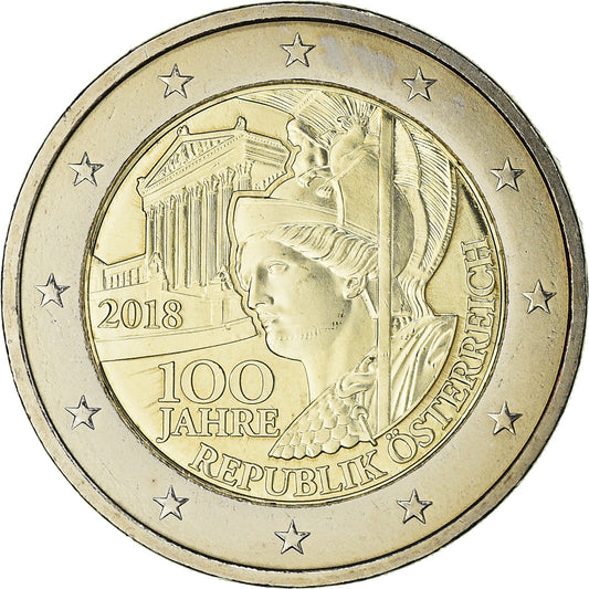 Austria, 
  
  2 euros, 
  
  100 años de la República