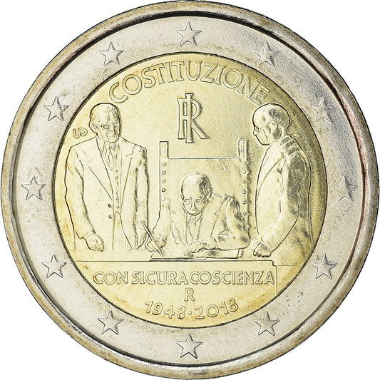Italia, 
  
  2 euros, 
  
  70 aniversario de la constitución italiana