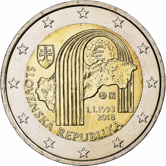 Eslovaquia, 
  
  2 euros, 
  
  25 aniversario de la República