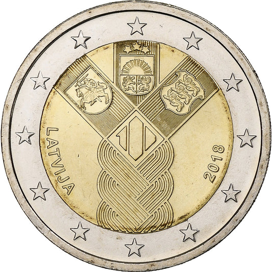 Letonia, 
  
  2 euros, 
  
  2018