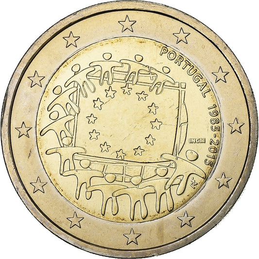 Portugal, 
  
  2 euros, 
  
  30 años Drapeau europeo