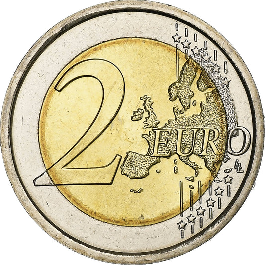 Italia, 
  
  2 euros, 
  
  30 años Drapeau europeo
