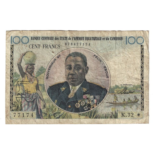 Billete de 100 francos de África ecuatoriana
