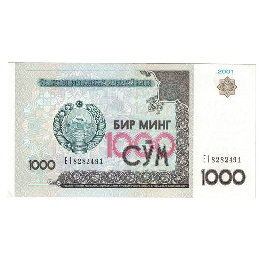 billete de banco, 
  
  Uzbekistán, 
  
  1000 suma