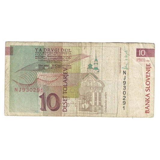 billete de banco, 
  
  Eslovenia, 
  
  10 Tolarjev