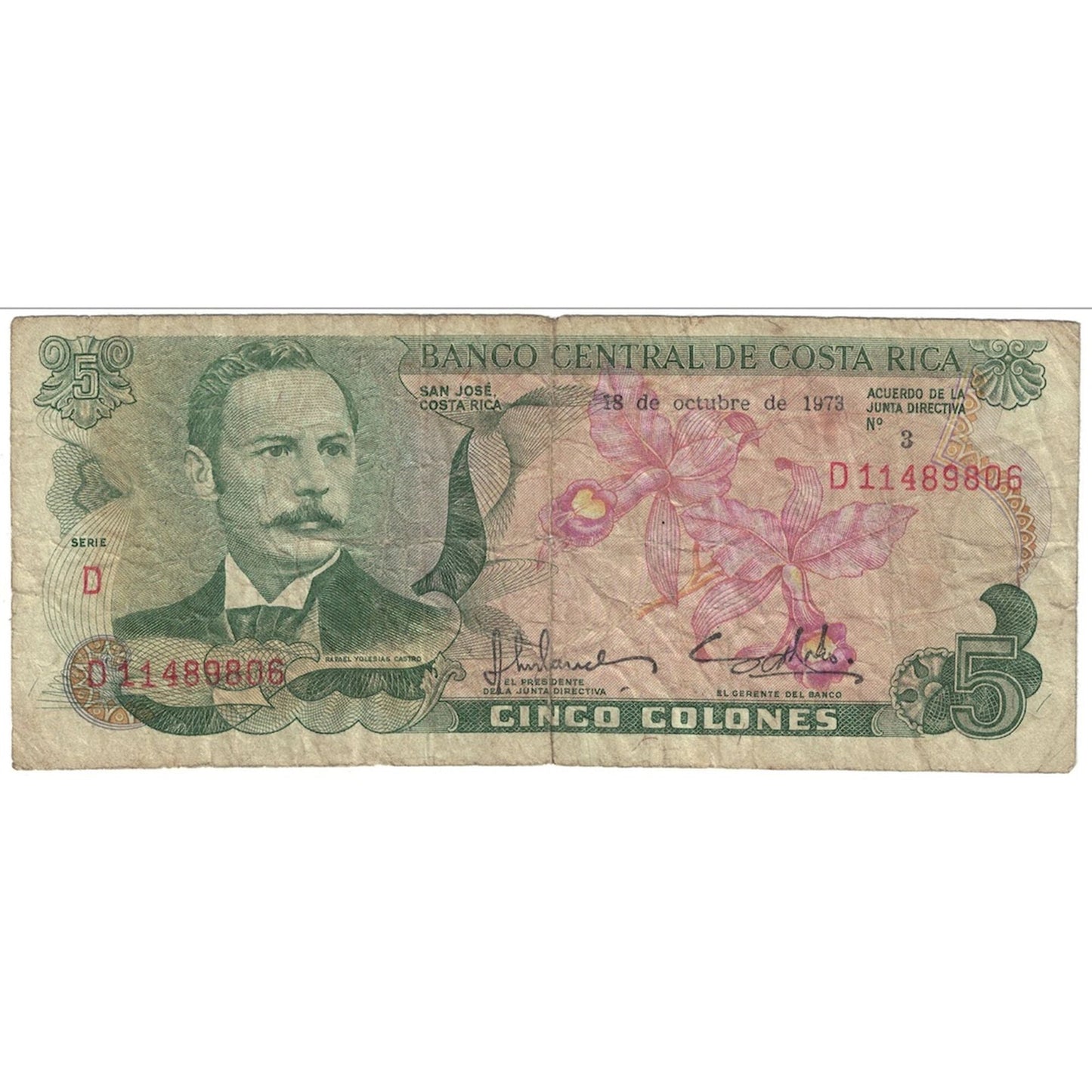 billete de banco, 
  
  Costa Rica, 
  
  5 colones