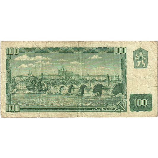 billete de banco, 
  
  checoslovaquia, 
  
  100 coronas