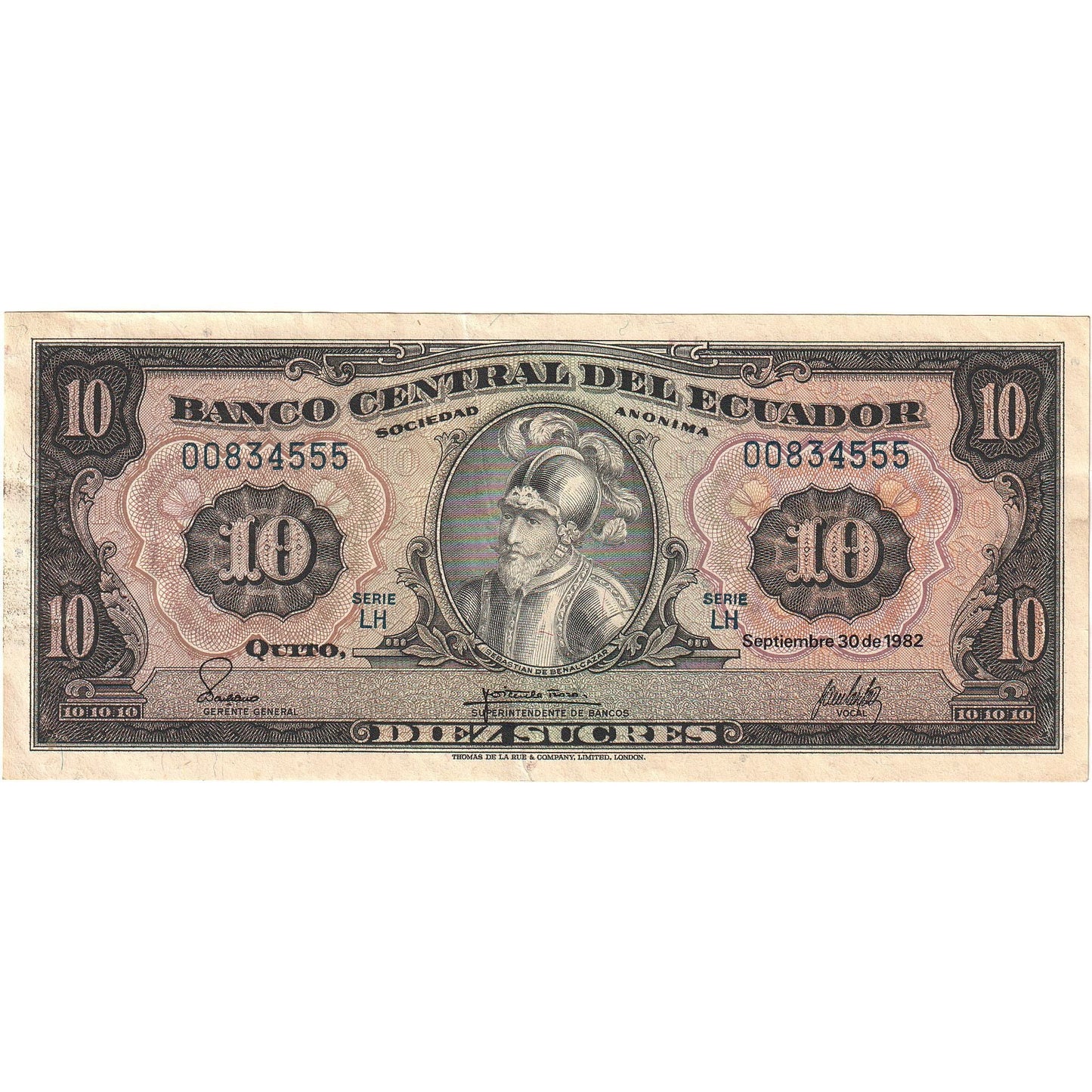 Ecuador, 
  
  10 sucres, 
  
  1982